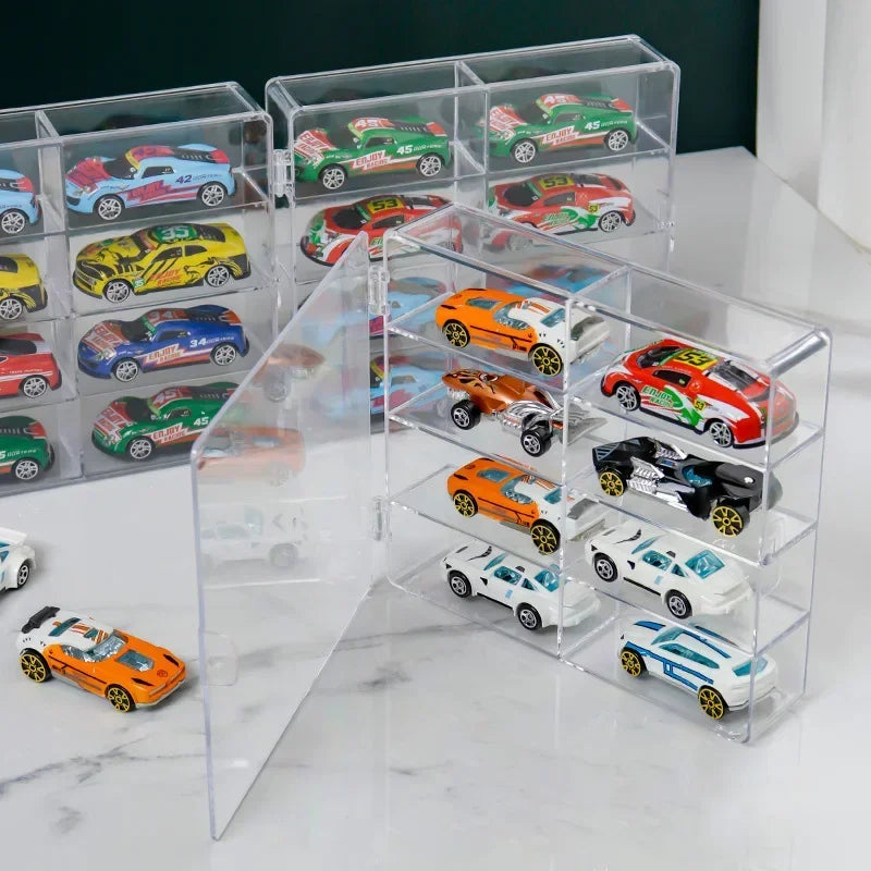 Acrylic Car 1pc Display case 1:64 For Kids holds 8 cars