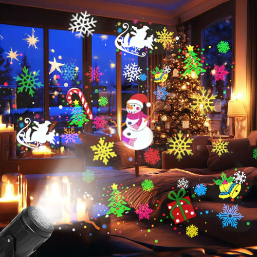 Load image into Gallery viewer, USB Power Christmas Projector LED Night Lamp Indoor 16 Pattern Projection Fairy Light for Bedroom Xmas New Year Party Home Decor
