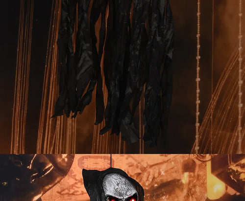 Load image into Gallery viewer, Halloween Decoration Screaming Scarecrow Ghost Voice-controlled Glowing and Sound-emitting Pendant Setting Up Props
