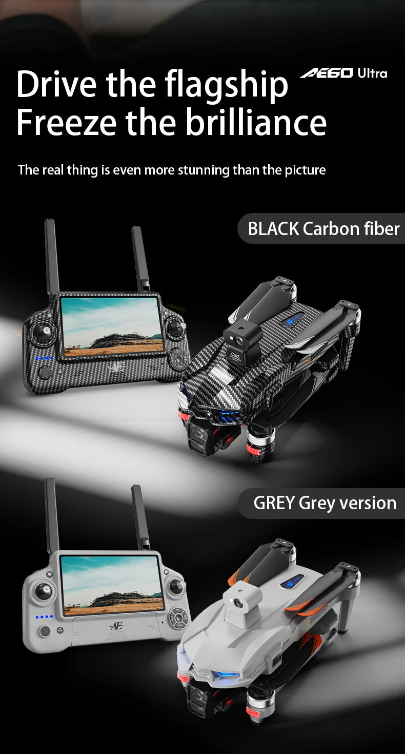 AE60 Ultra Professional Drone With 8K Camera GPS 3-Axis Gimbal Obstacle Avoidance Touch Screen FPV Brushless RC Drones Boy Toys