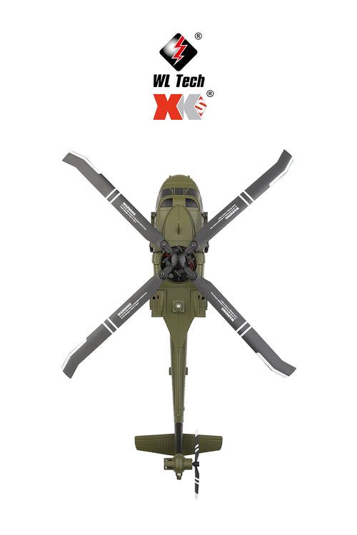 Load image into Gallery viewer, Wltoys K170 UH-60L RC Plane 2.4G 4CH 6-Axis Gyro Brushless Motor Military Green Helicopter RTF And XK K170 Birthday Gift for Kid
