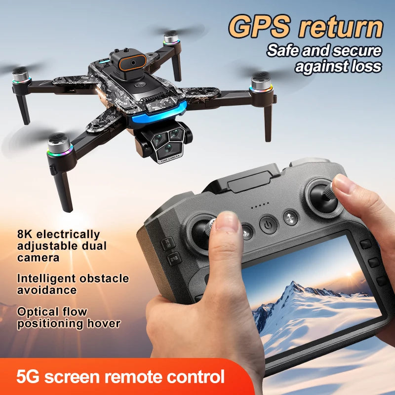 New upgraded A14 Pro Max GPS Brushless 8K three Camera Optical Flow Obstacle Avoidance Foldable Quadcopter RC Distance Drone Toy