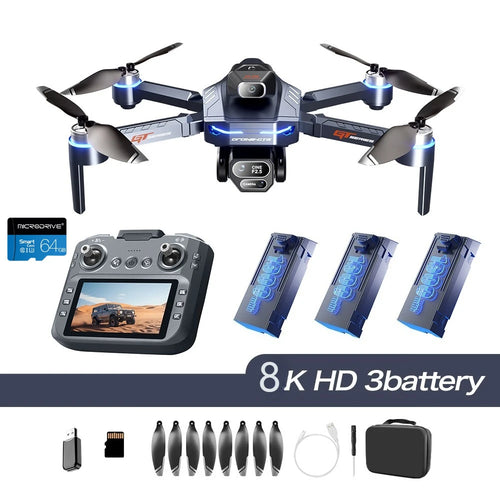 Load image into Gallery viewer, GT8 Drone 4K HD Camera Obstacle Avoidance Aerial Photography Brushless Drone with Screen Foldable RC Drone Quadcopter RTF
