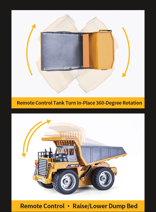 Load image into Gallery viewer, HUI NA Engineering Vehicle 533D Simulation Alloy Dump Truck Earth-moving Dump Truck Model Toy Truck Heavy duty tractor RC Cars
