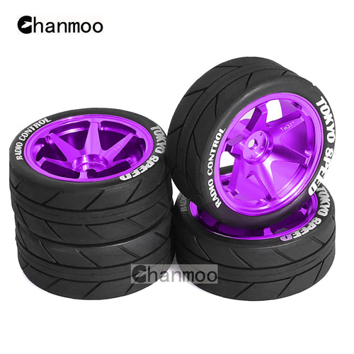 Load image into Gallery viewer, 1/10 RC Racing Wheels Tires Metal Wheel Rims Hub12mm Hex for 1:10 RC On Road Car Tamiya TT01 TT02 XV01 XV02 PTG-2 HSP HPI Kyosho

