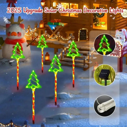 Load image into Gallery viewer, 5pc/set solar candy Christmas tree ground installation decorative lights outdoor garden lawn LED lights courtyard lights
