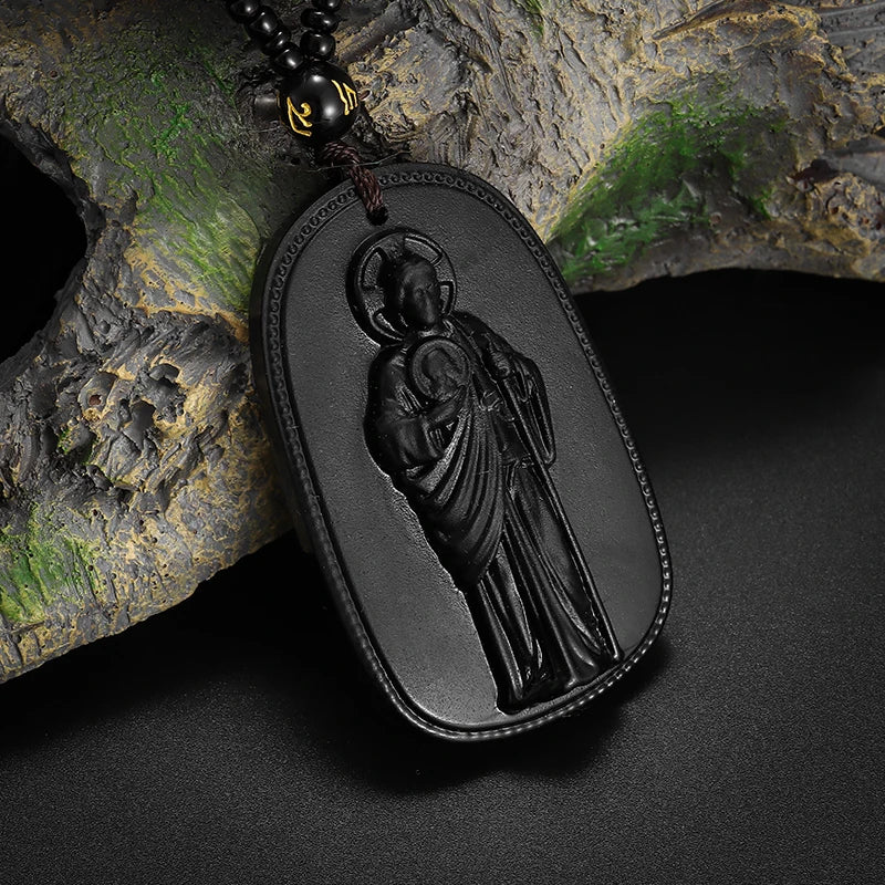 Classic Jade Catholic Saint Benito Statue Pendant Necklace Men Women Saint Benedict Prayer Exorcism Jewelry Accessories