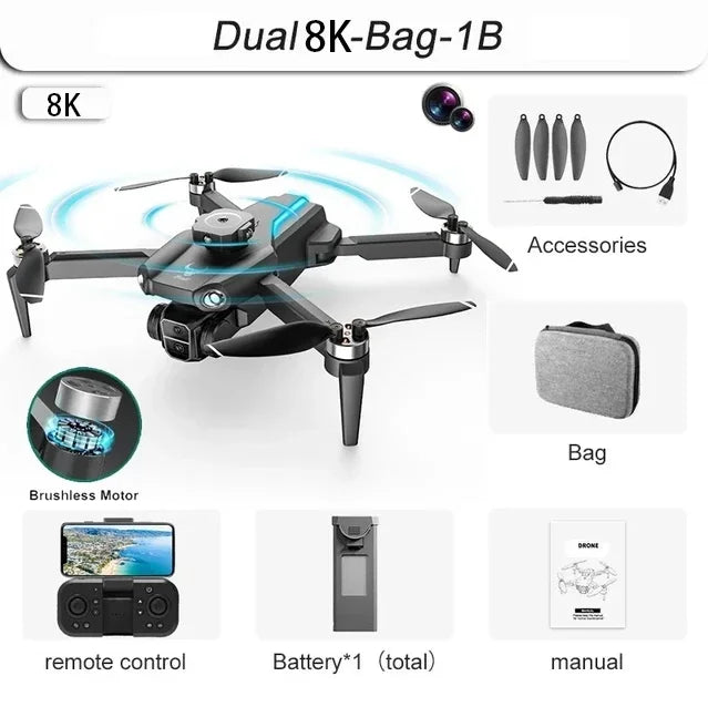 SG109 Pro Mini  Drone 8K Profesional with HD Camera 5G WiFi GPS Folding 4-Axis anti Shake Gimbal Brushless Motoror Quadcopter Ne