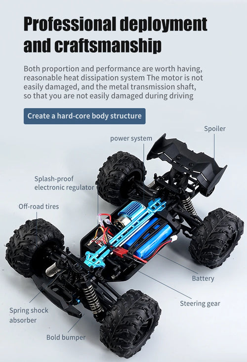 Load image into Gallery viewer, Rc Car Off Road 4x4 High Speed 75KM/H Remote Control Car With LED Headlight Brushless 4WD 1/16 Monster Truck Toys For Boys Gift
