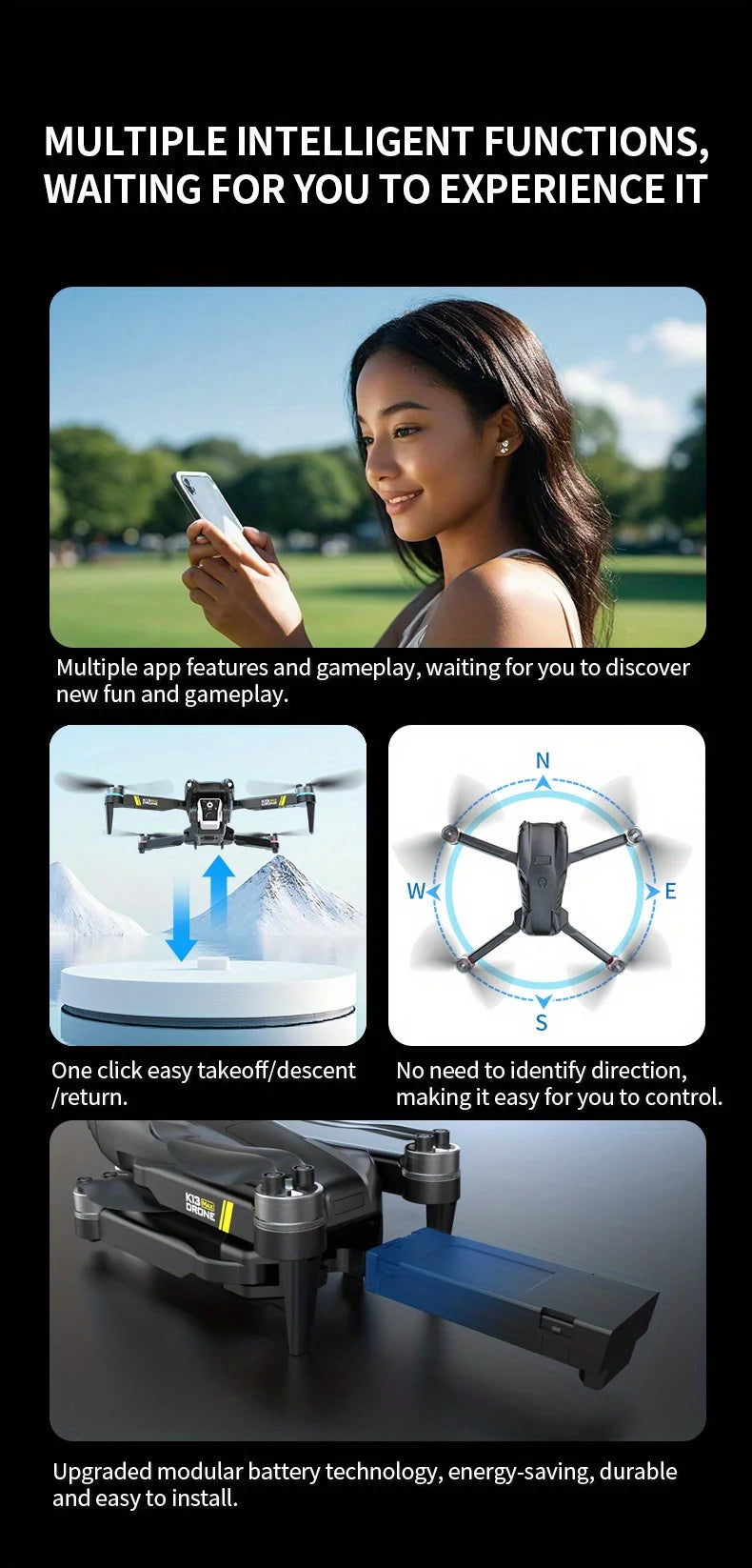 K13 MAX Aerial Drone, Featuring Powerful Drive From Brushless Motor and High-definition Dual Cameras - A New Year Gift