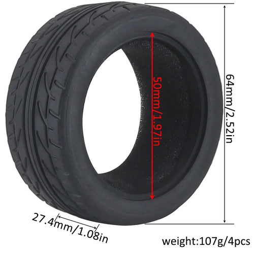 Load image into Gallery viewer, 1:10 On-road Car Tires 63-68mm High Grip Rubber Tyre Hot Melt Tire Hsp 94123 Hpi Himoto Fw06 Tt01 Abrasion Resistant Racing Car
