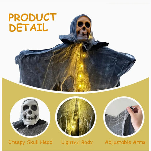 Load image into Gallery viewer, 1pcs Halloween Glowing Skull Skeleton Gauze Hanging Ghost Home Outdoor Garden Decoration Halloween Party Horror Ghost Props 2025
