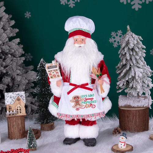 Load image into Gallery viewer, Large Size Christmas Tree Decoration Cooking Chef Santa Claus Statue Doll with Gingerbread House Christmas Tree Topper

