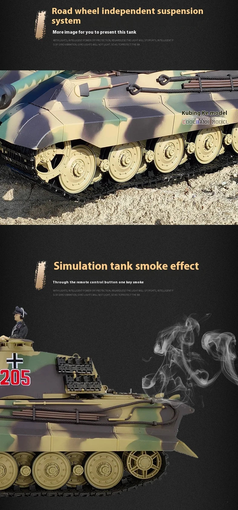 Henglong German Tiger King Remote-Controlled Tank 1/16 Metal Toy Car Professional Electric Tracked Off-Road Military Tank Model