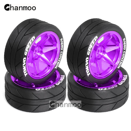 Load image into Gallery viewer, 1/10 RC Racing Wheels Tires Metal Wheel Rims Hub12mm Hex for 1:10 RC On Road Car Tamiya TT01 TT02 XV01 XV02 PTG-2 HSP HPI Kyosho
