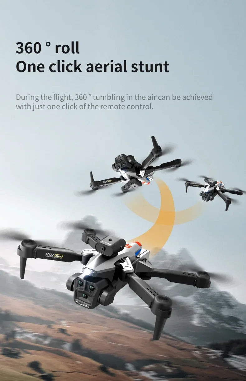 New K10Max Mini Drone 4K Professinal Three Camera Wide Angle Optical Flow Localization Four-way Obstacle Avoidance RC Quadcopter