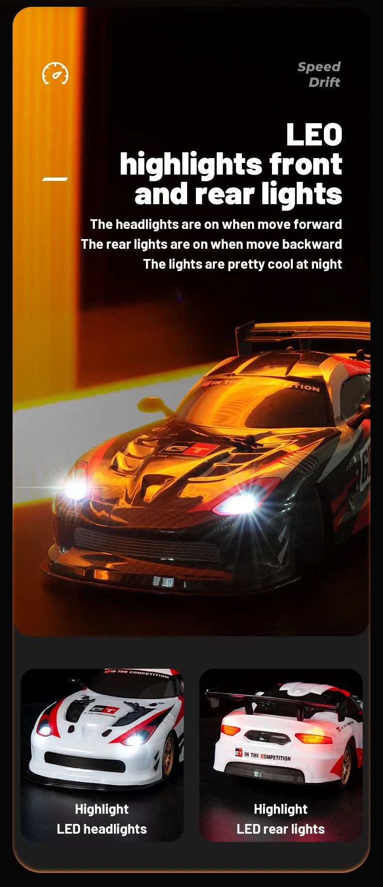 High Speed Driftable Remote Control Racing Car Kids Toys Electric RC Car Competitive Retrofittable Tire 4WD Model