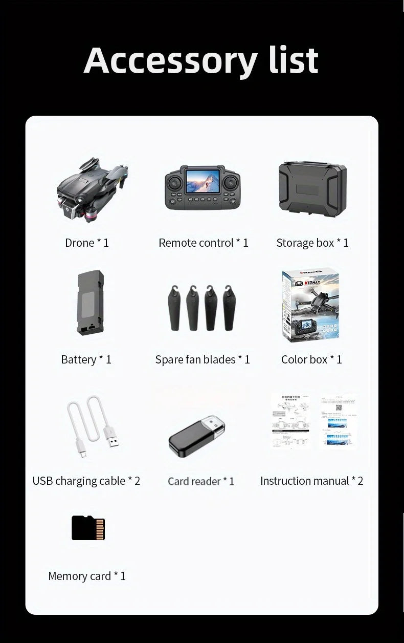 K13 MAX Aerial Drone, Featuring Powerful Drive From Brushless Motor and High-definition Dual Cameras - A New Year Gift