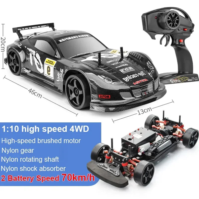 1:10 70km/h High-speed Drift Remote Control Car 2.4G 4WD Rc Off-road Vehicle Dual-speed Rc Car Children's Christmas Gift