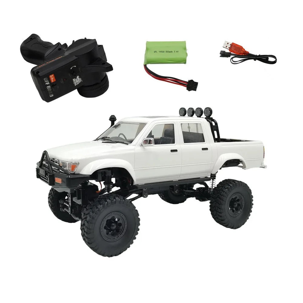 4x4 rc C64-1 New WPL RC CAR 1/16 2.4G Full Scale 4WD Adults Climbing Car Off Road Vehicle C24 Pickup Truck Remote Control Boy Model Toy