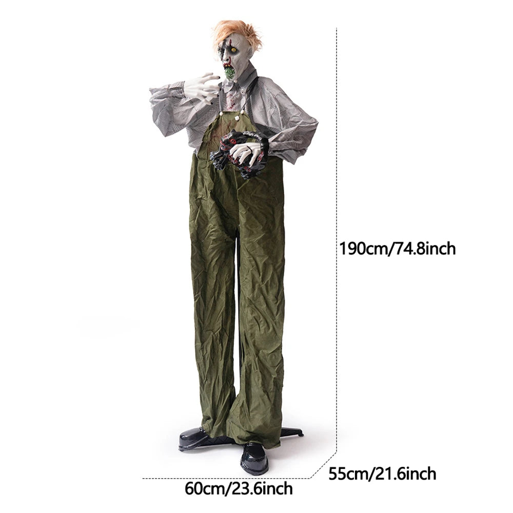 1.9 meters large overalls take cat zombie station haunted house outdoor electric induction horror decoration