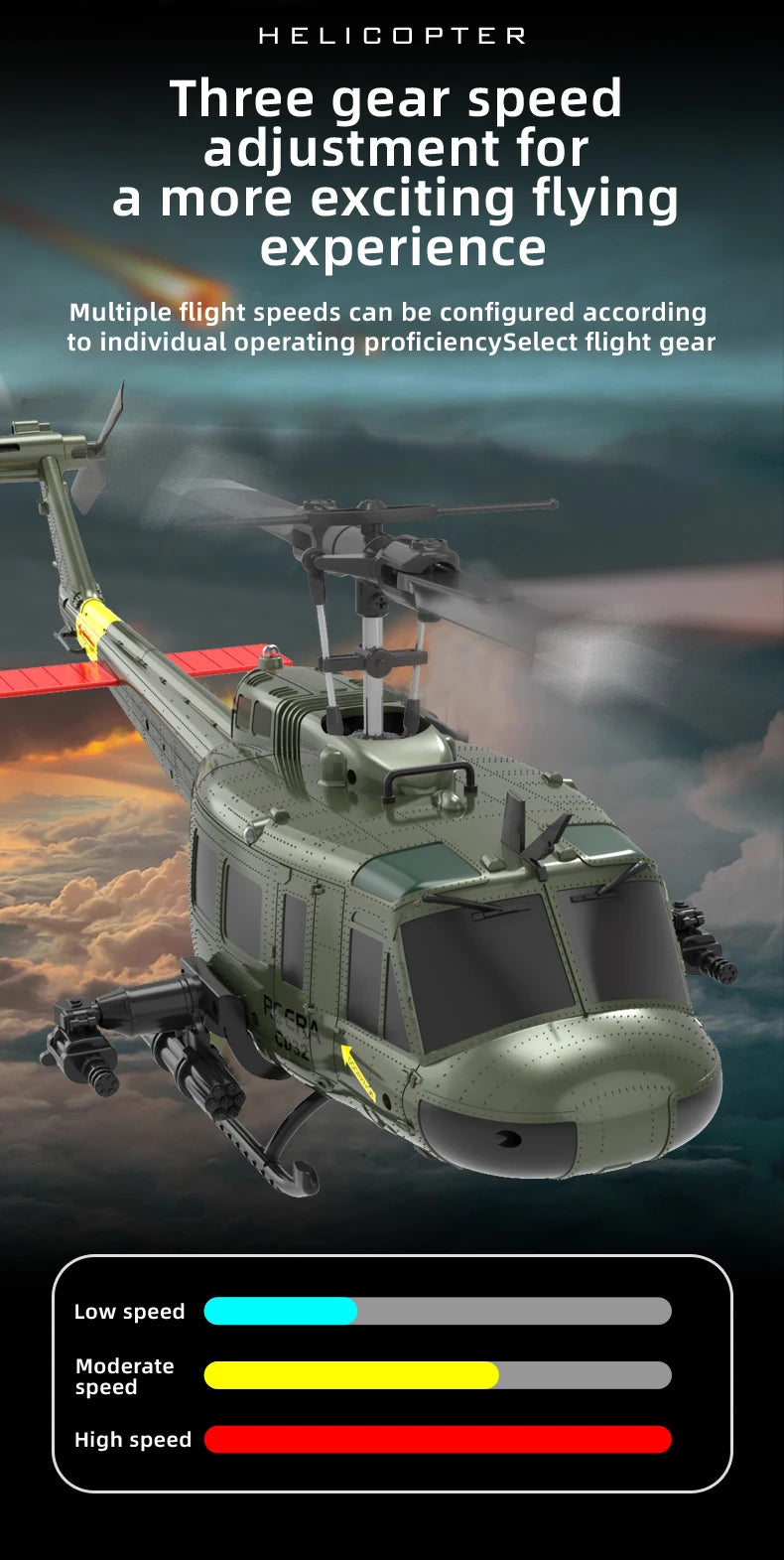 C032 UH-1 brushless RTF RC Helicopter 6-axis Gyroscope One Click 3D Flip Optical flow positioning UH1 helicopter model Hobby Toy