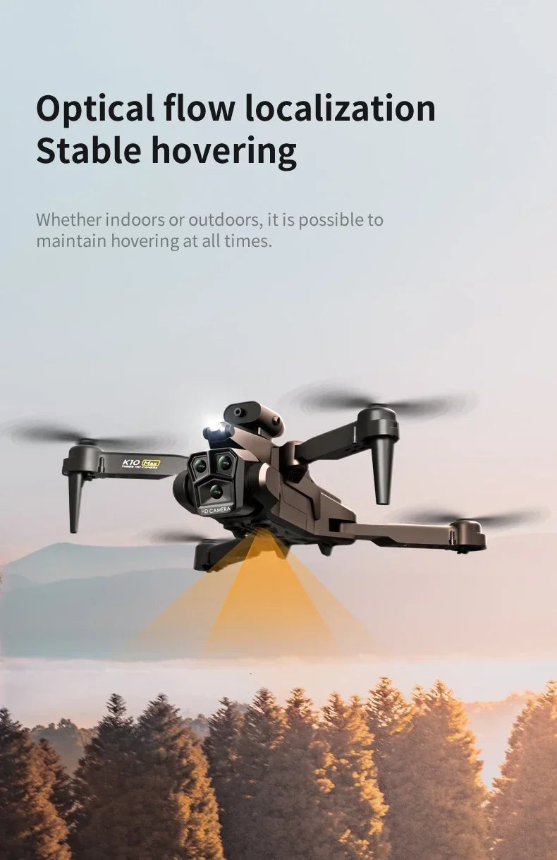 New K10Max Mini Drone 4K Professinal Three Camera Wide Angle Optical Flow Localization Four-way Obstacle Avoidance RC Quadcopter