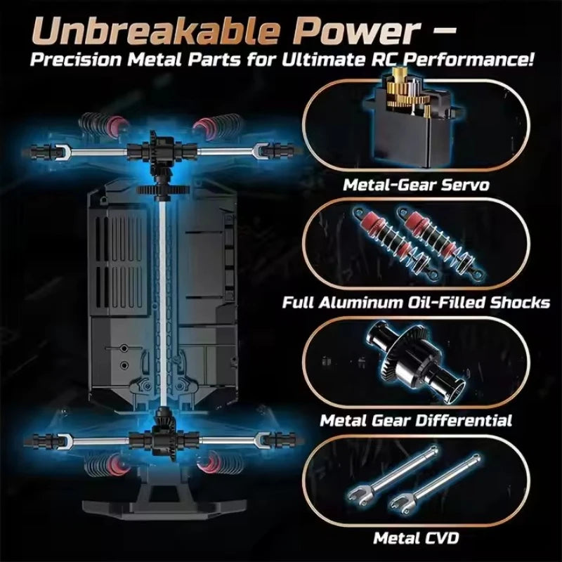 80KM/H 1:18 Full Scale High Speed RC Truck Car 4WD Off Road Independent Suspension Brushless Drift Racing Remote Control Car Toy