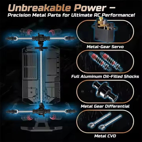 Load image into Gallery viewer, 80KM/H 1:18 Full Scale High Speed RC Truck Car 4WD Off Road Independent Suspension Brushless Drift Racing Remote Control Car Toy
