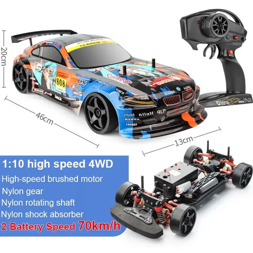 Load image into Gallery viewer, 1:10 70km/h High-speed Drift Remote Control Car 2.4G 4WD Rc Off-road Vehicle Dual-speed Rc Car Children&#39;s Christmas Gift
