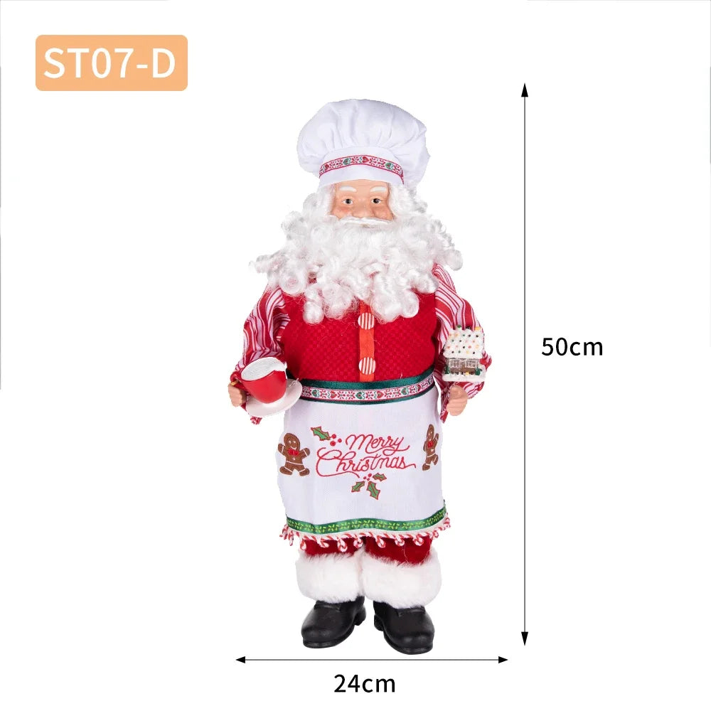Large Size Christmas Tree Decoration Cooking Chef Santa Claus Statue Doll with Gingerbread House Christmas Tree Topper