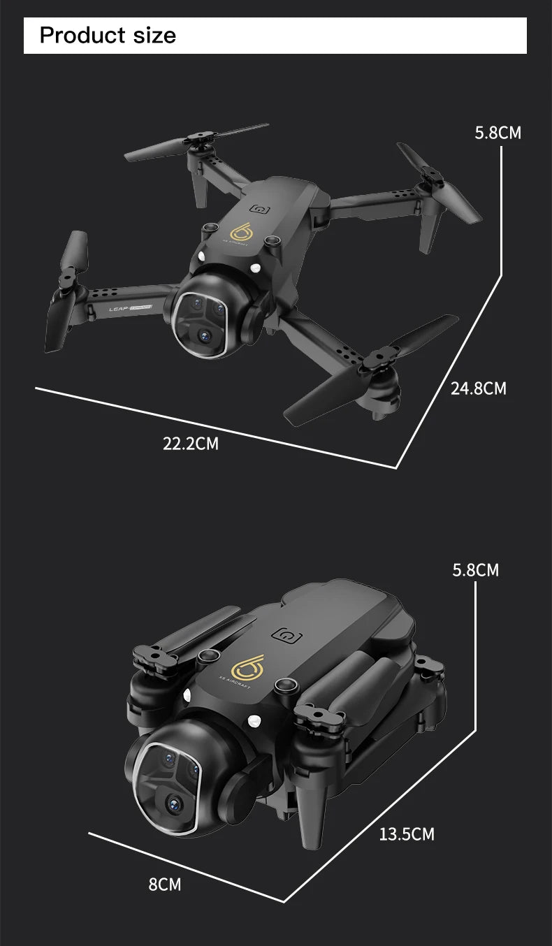 XS6 RC Mini Drone 8K HD Dual Camera 360° Obstacle Avoidance Optical Flow Indoor Outdoor Quadcopter Toys For Kids Birthday Gift