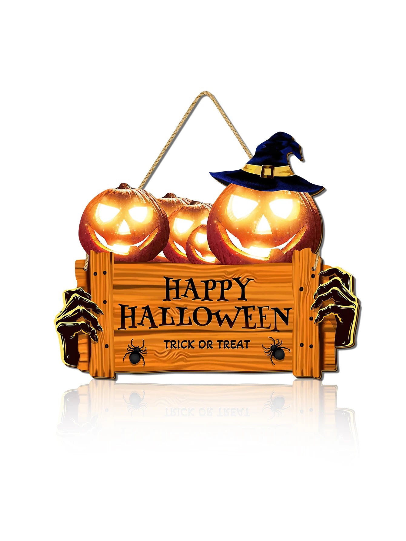 Happy Halloween Wooden Sign, Pumpkin With Hat Wooden Sign, Suitable For Home, Wall, Room, Cafe, Shop, Party, Holiday Decoration