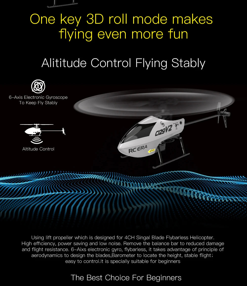 RC ERA C129V2 RTF RC Helicopter 2.4GHz 6-axis Gyroscope One Click 3D Flip Remote Control Aircraft Hobby Toys