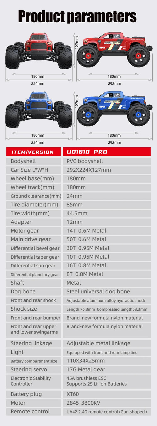 Load image into Gallery viewer, 1/16 4WD RC Car Brushless High-speed Truck 2.4G Remote Control Climbing Vehicle 4x4 Off-road Big-wheels Crawler Toys for Adults

