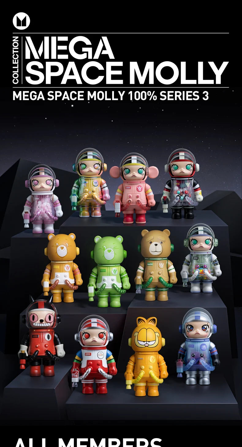 POP MART MEGA SPACE MOLLY 100% SERIES 3 Mystery Box 1PC/9PCS POPMART Blind Box Action Figure Cute Toy
