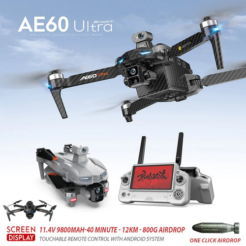 Load image into Gallery viewer, AE60 Ultra Professional Drone With 8K Camera GPS 3-Axis Gimbal Obstacle Avoidance Touch Screen FPV Brushless RC Drones Boy Toys
