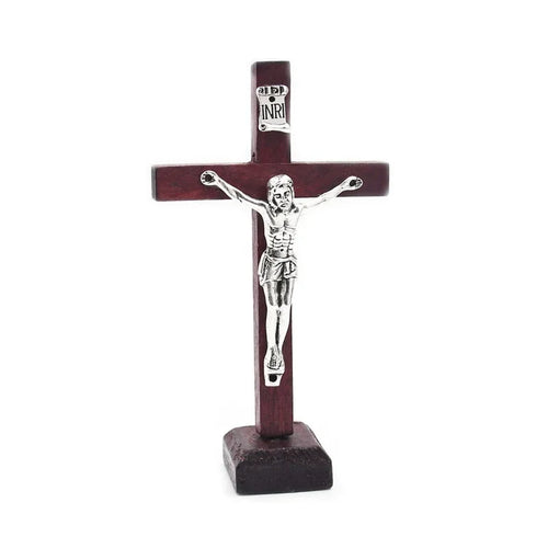 Load image into Gallery viewer, 1Pc Wooden Catholic Jesus Cross with Stand Vintage Religious Christian Standing Crucifix Church Home Shelf Tabletop Ornaments
