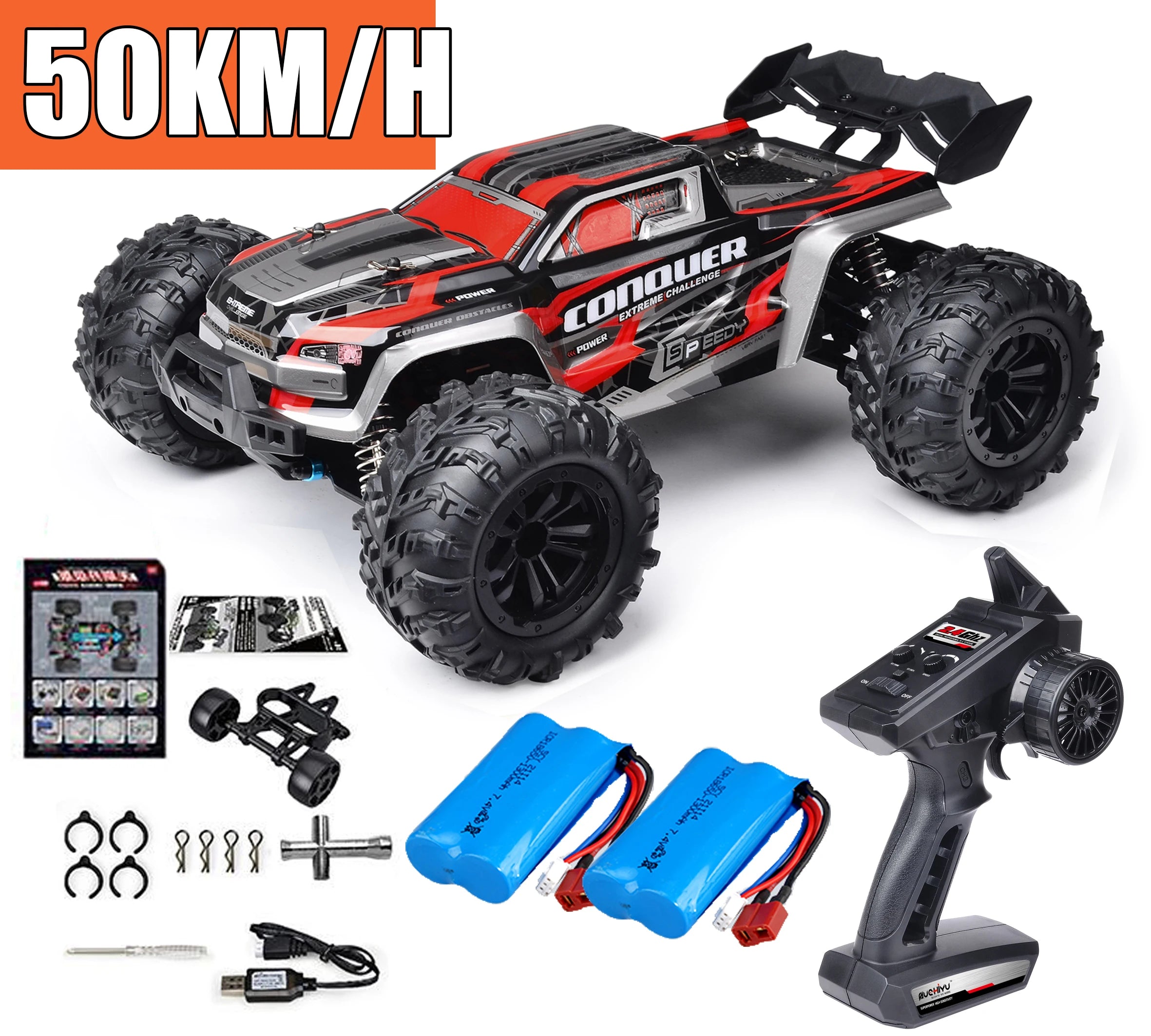 Rc Car Off Road 4x4 High Speed 75KM/H Remote Control Car With LED Headlight Brushless 4WD 1/16 Monster Truck Toys For Boys Gift