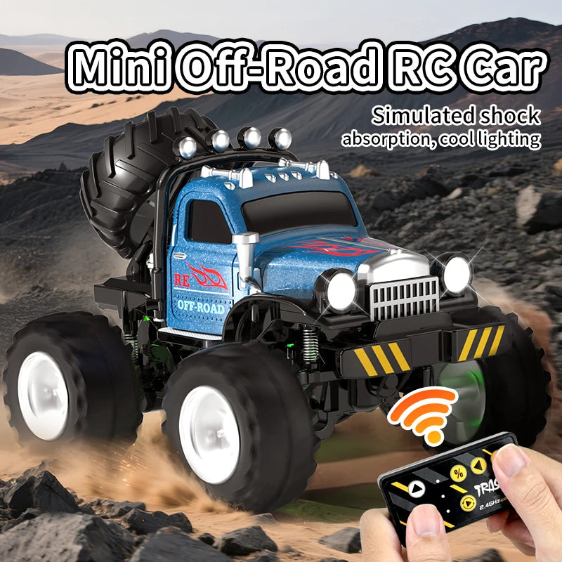RC, New 1:64 Rc Car Mini 2.4Ghz City Road Handle High Speed Alloy All Terrain Remote Control Car Dual Control Children's Toys Gifts