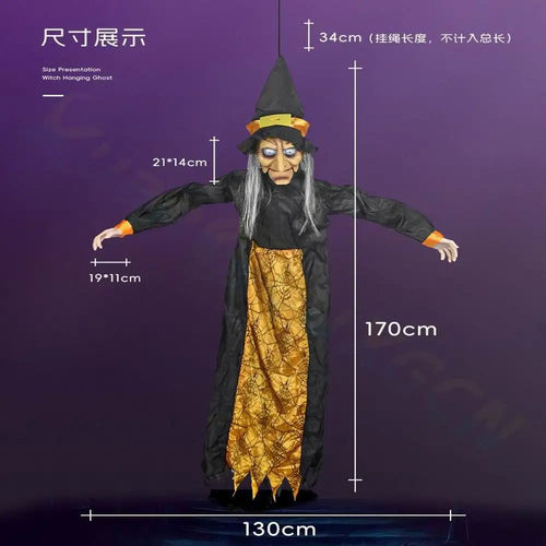 Load image into Gallery viewer, Halloween Hanging Ghost Voice Control Witch Light-up Eyes Voice Controlled Haunted House Prop Ghost Horror Bar Party Decoration
