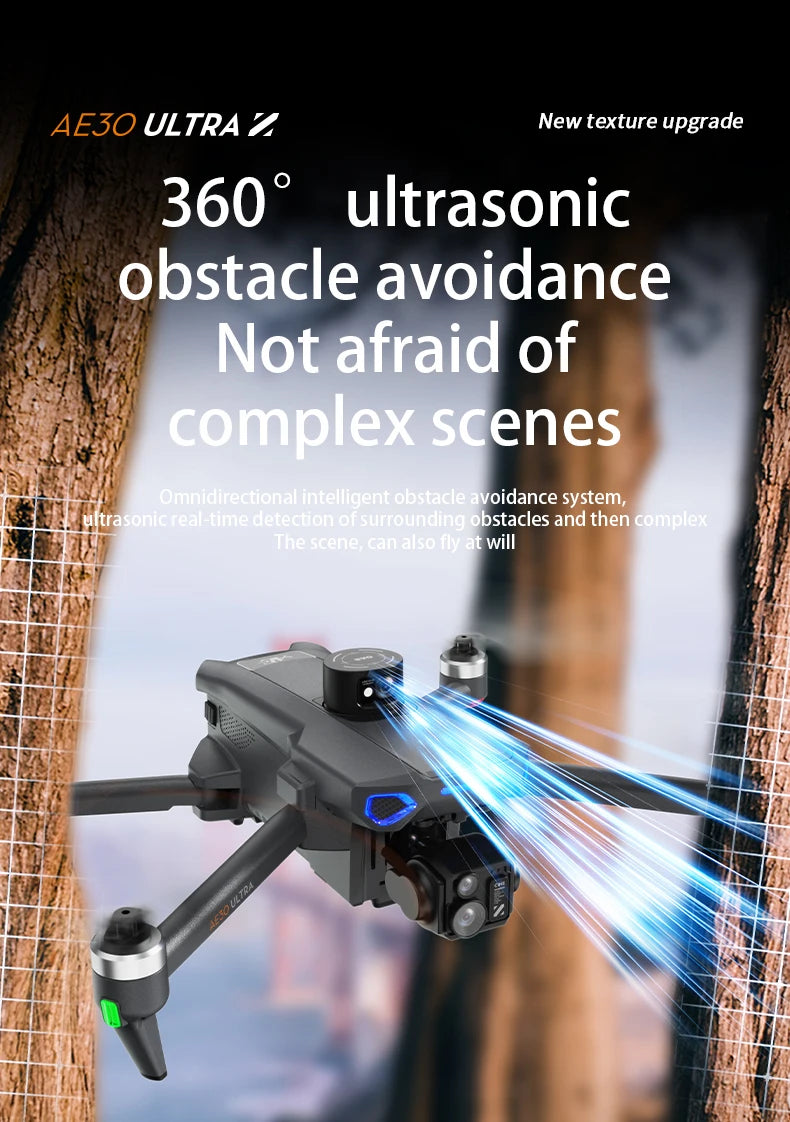 AE30 Ultra GPS Drone 4K Profesional HD Camera 3-Axis Gimbal Brushles Airdrop RC Quadcopter 5.5inch Screen Control Fishing Drones