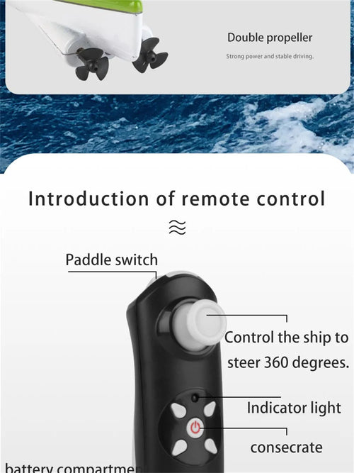 Load image into Gallery viewer, HC-810 RC Boat RTR 2.4G 15km/h Brushed Motor Paddle Remote Control Rowing LED Lights 360 Driving Dual Modes Waterproof Ship
