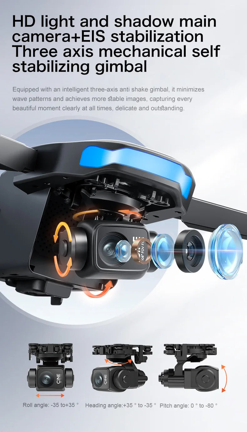 New S-X1 Quadcopter Drone: 4K Camera, 3-Axis Gimbal w/EIS, 5G GPS | Pro Aerial Photo Gift with Foldable Design
