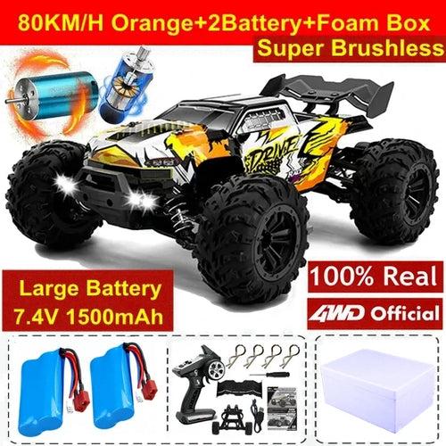 Load image into Gallery viewer, 1:16 80km/h Brushless RC Drift Car With LED Lights 4WD Electric High Speed Racing Remote Control Monster Truck for Kids Adults
