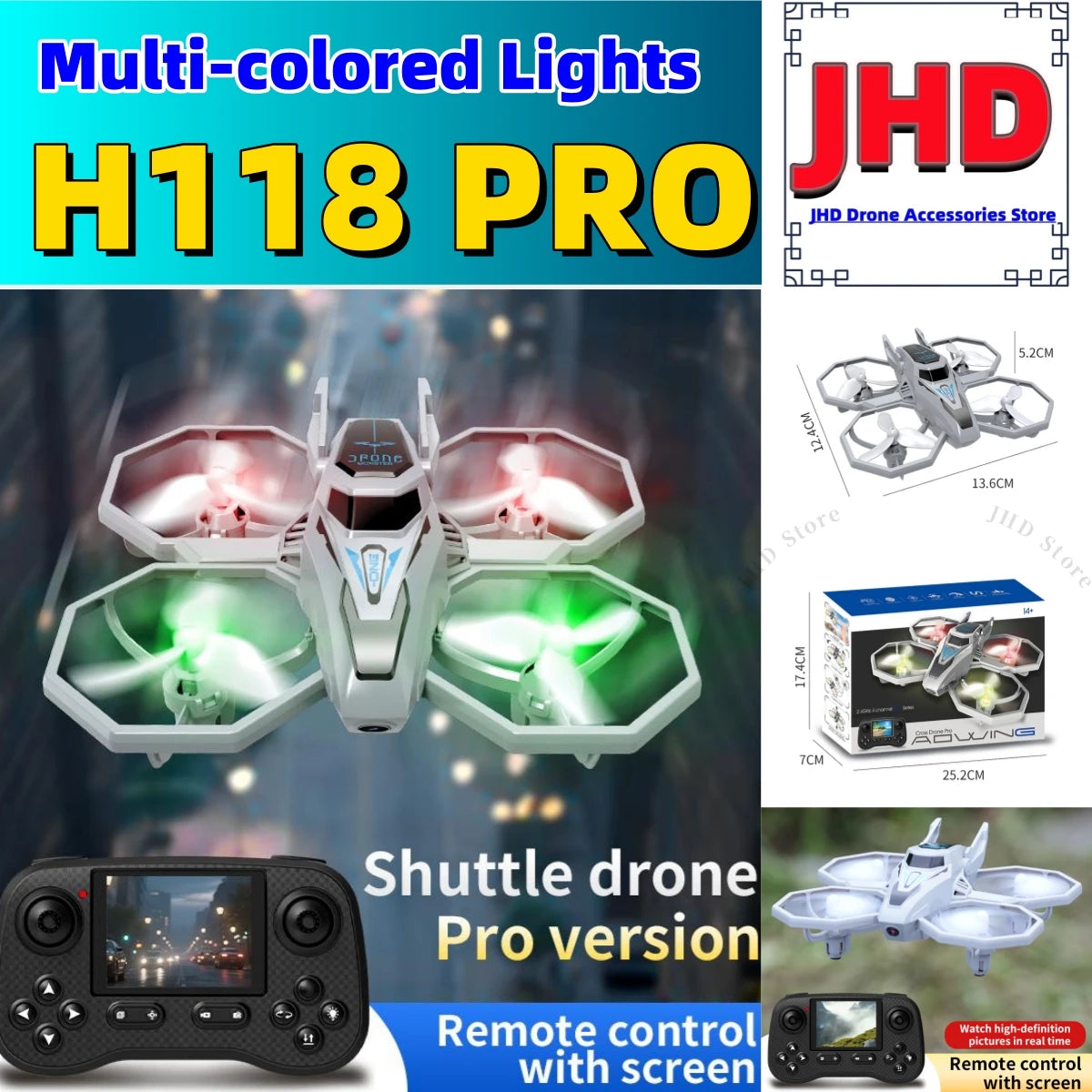 JHD For JJRC H118 Pro Drone with Multi-speed Adjustment Gorgeous LED Lights Multi-colored Lights Surrounding Flight Intelligent