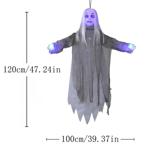 Load image into Gallery viewer, Halloween Electric Vocal Clown Pendant Home Glow Lifelike Hanging Ghost Decoration Spooky Kid Hanging From A Haunted House Chain
