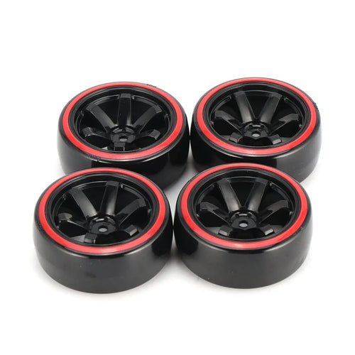 Load image into Gallery viewer, 4PCS YSIDO Hard Plastic 63mm/2.48inch Rim Tyre Tire Wheel 12mm HEX for 1/10 RC Drift Cars
