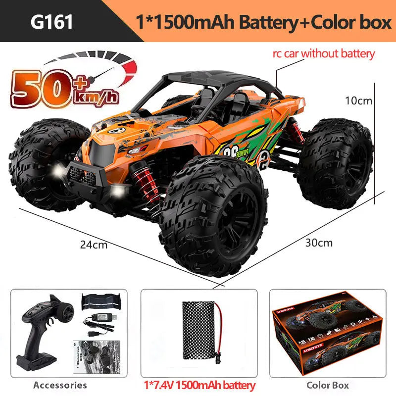 1:16 4WD RC Car 60KM/H Or 36KM/H With LED 2.4G Remote Control Cars High Speed Drift Monster 4x4 Truck For Kids VS Wltoys 144001