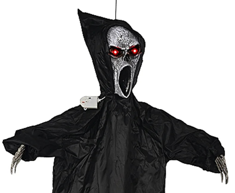 Halloween Decoration Screaming Scarecrow Ghost Voice-controlled Glowing and Sound-emitting Pendant Setting Up Props